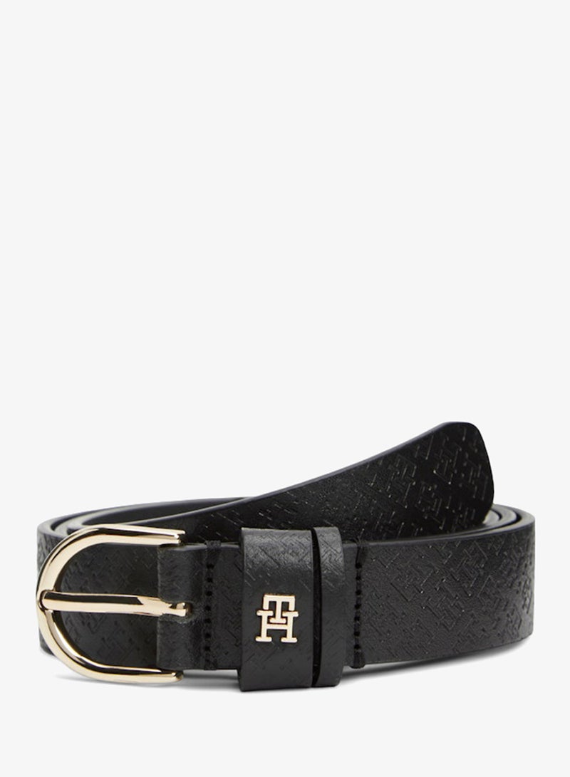TOMMY HILFIGER Essential TH Monogram Plaque Leather Belt - Image 1